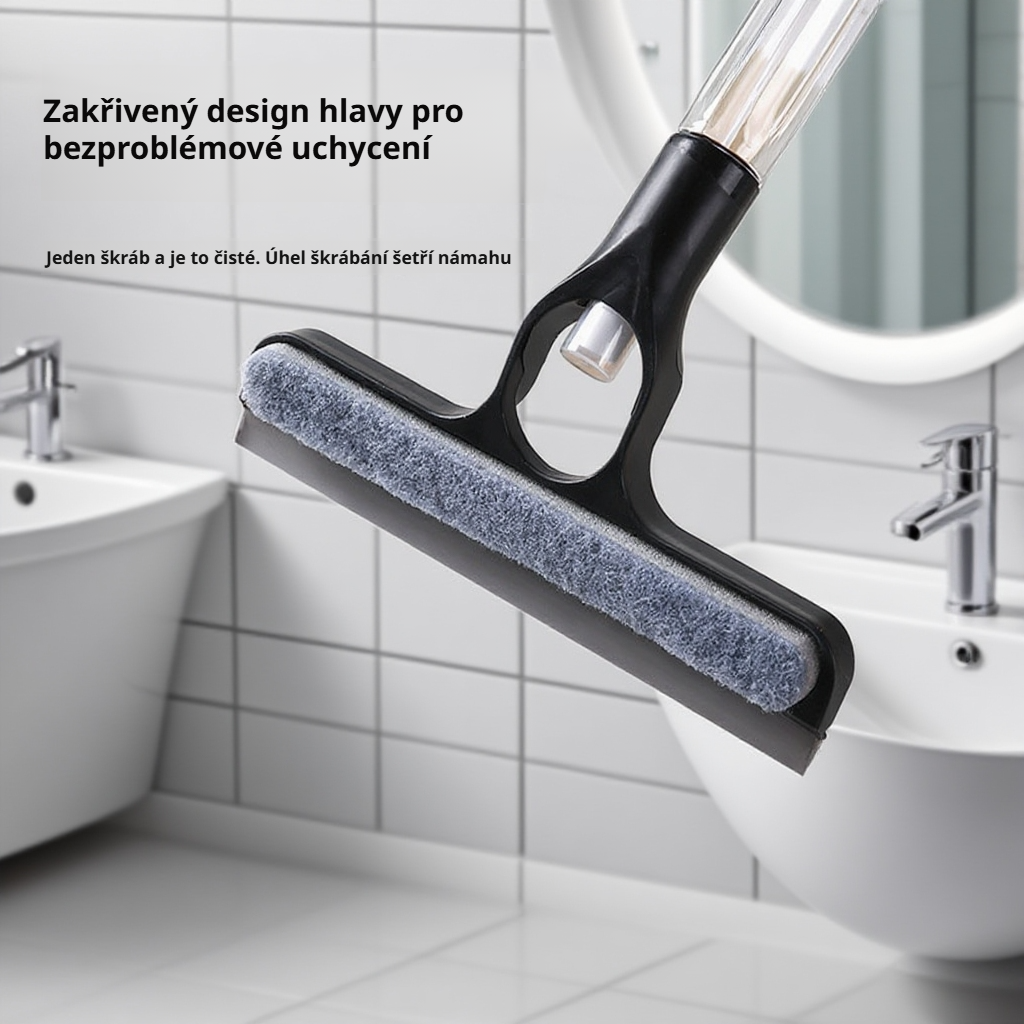 Čistič oken se sprejem a stěrkou, multifunkční sada na čištění zrcadel