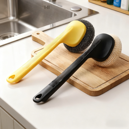 Kartáč na mytí nádobí z nerezové oceli s vyměnitelnou rukojetí