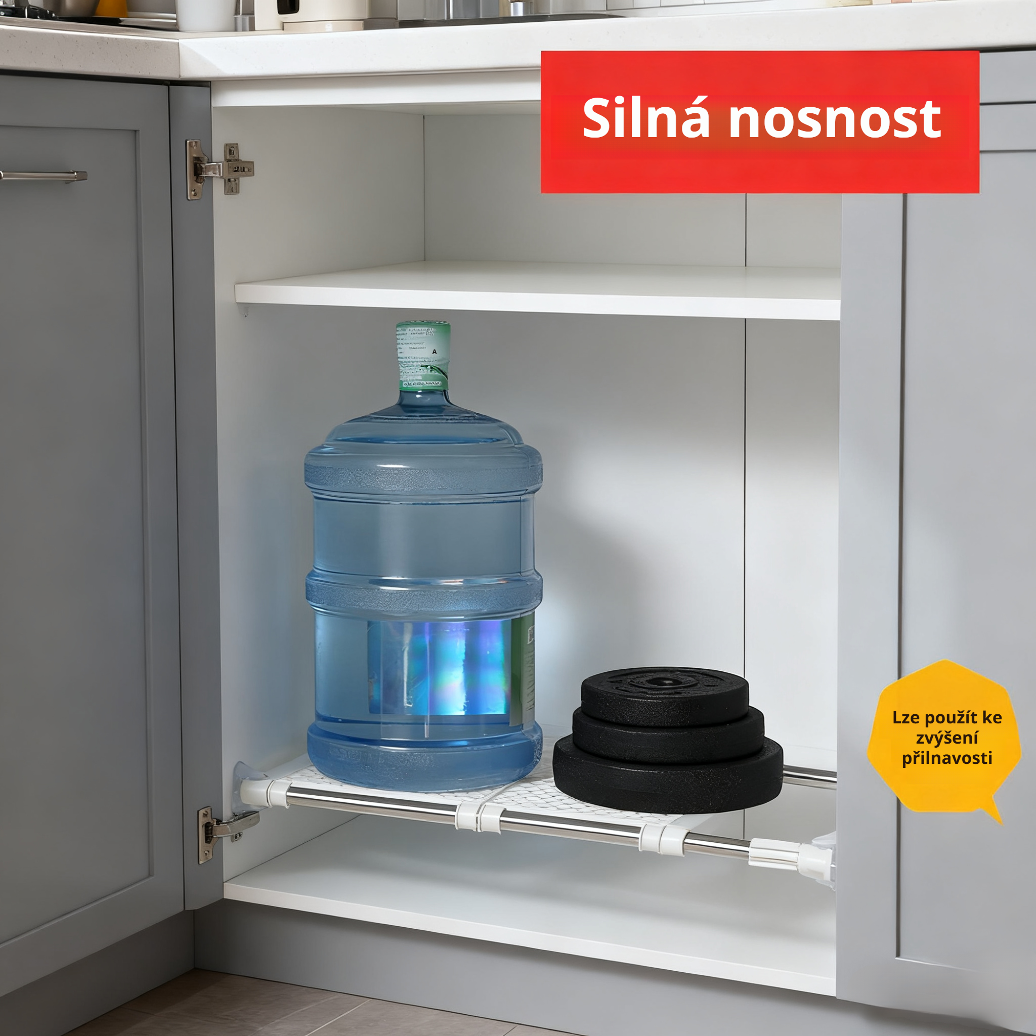 Roztažitelná přihrádka do skříně bez hřebíků pro úložné prostory na koleji