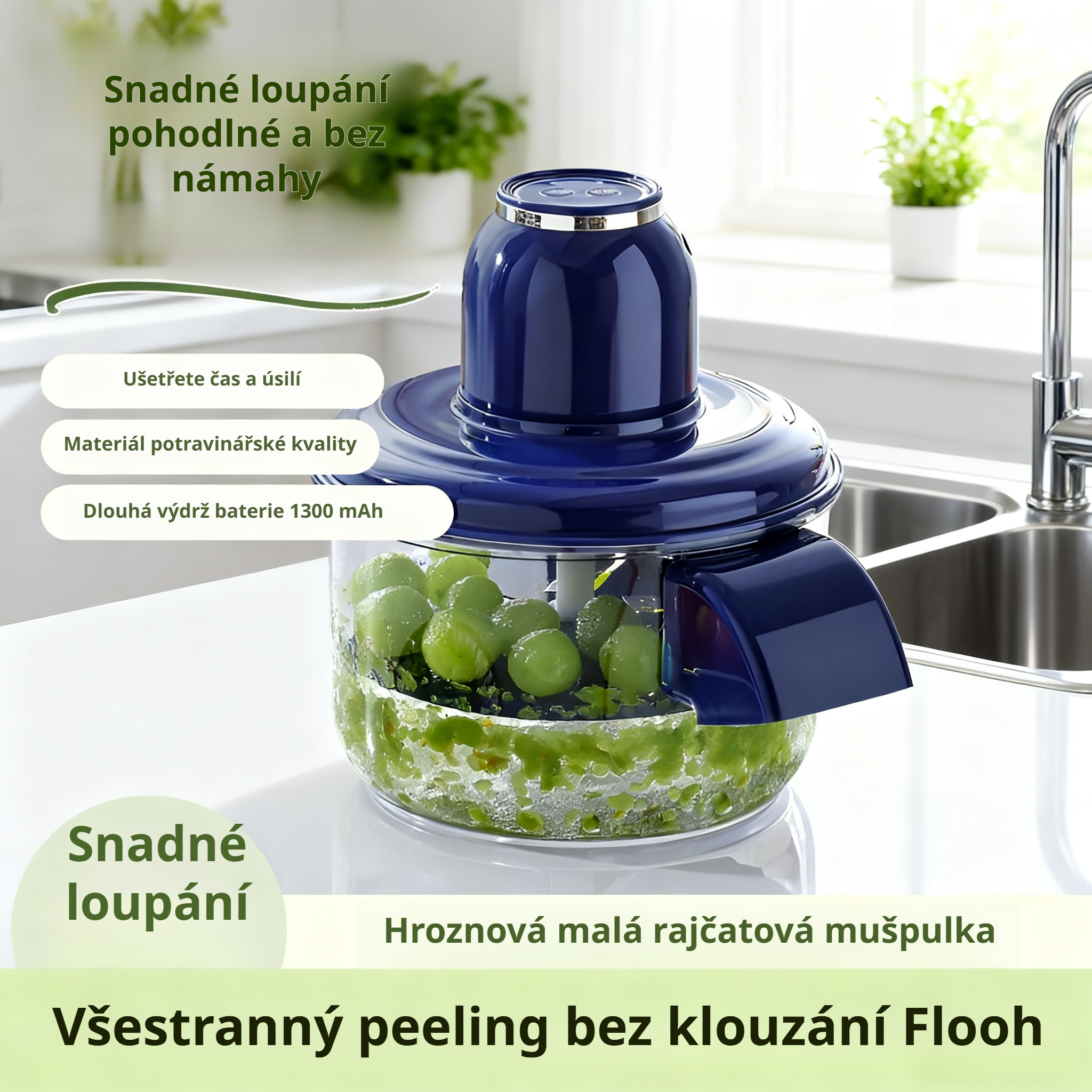 Automatický elektrický loupač hroznů pro domácnost 