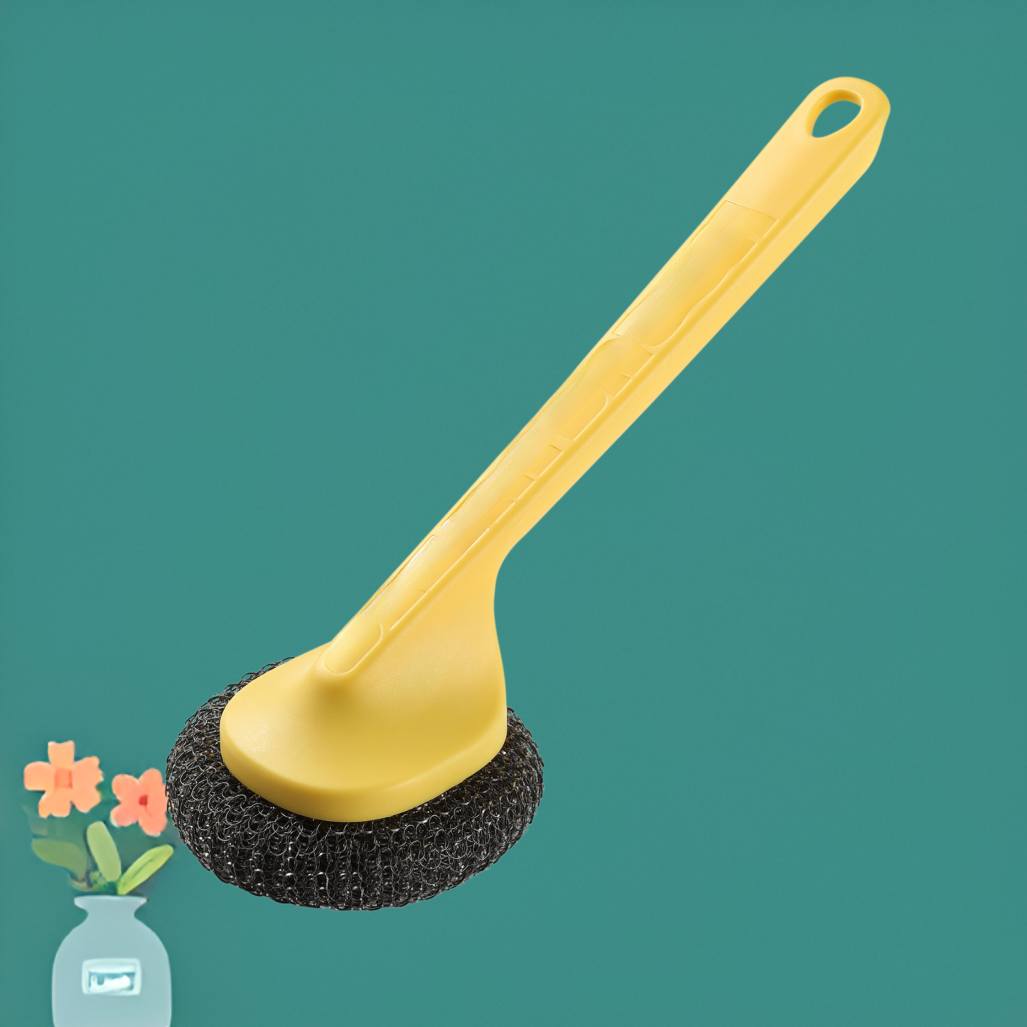 Kartáč na mytí nádobí z nerezové oceli s vyměnitelnou rukojetí