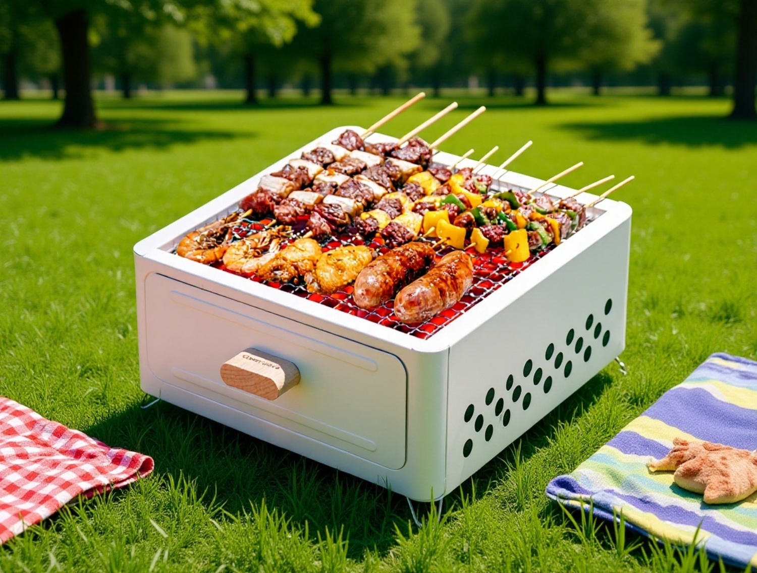 Przesuwany grill ogrodowy na kółkach do użytku domowego