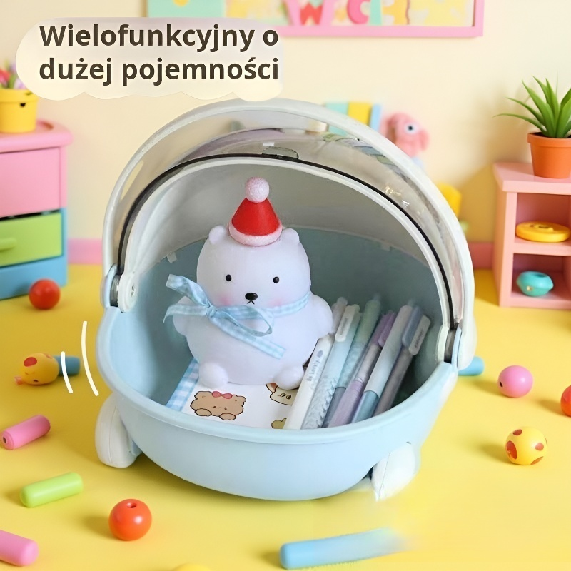 Koszyk na zabawki z bawełny z pokrywą i uchwytem 