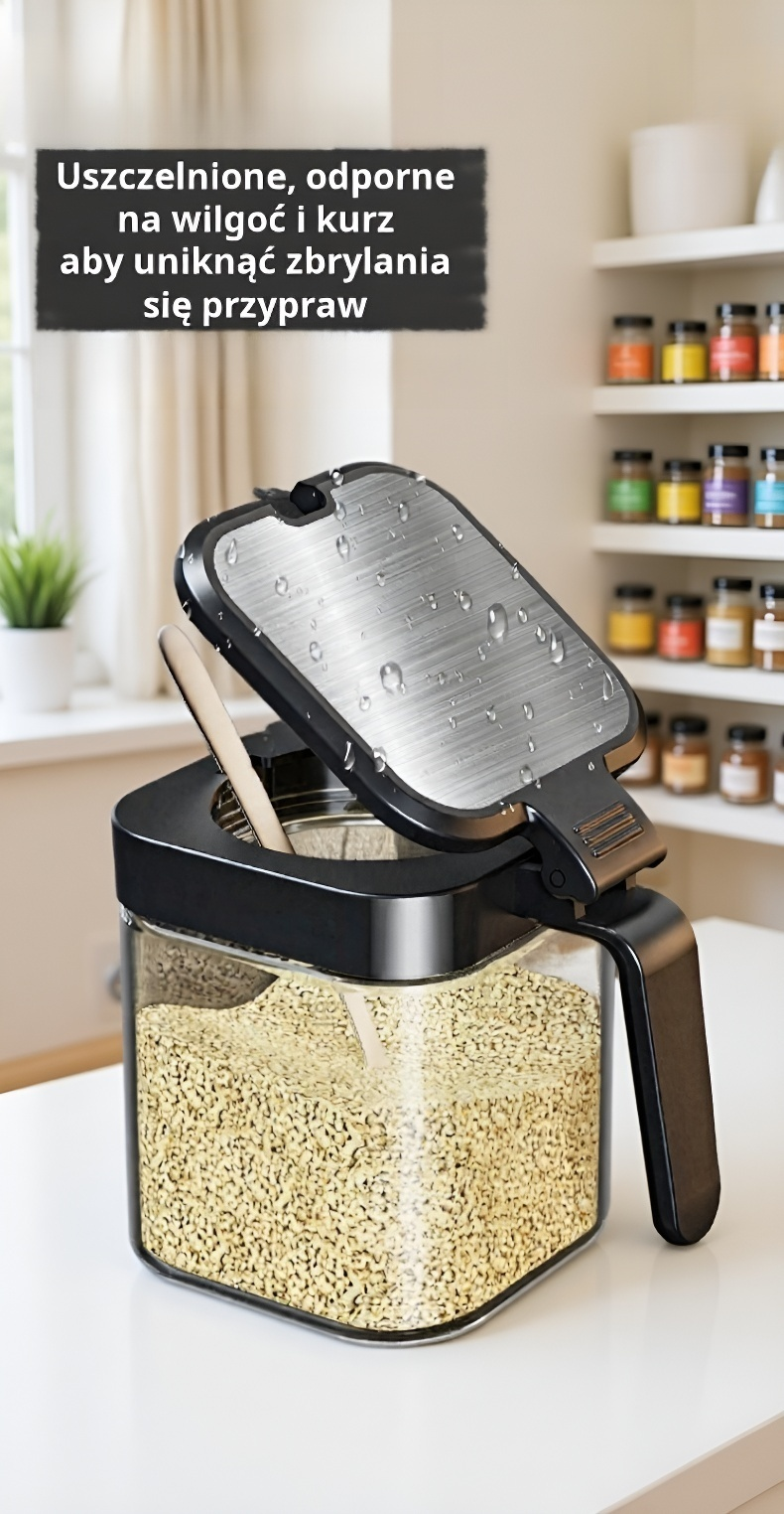 Elegancki pojemnik na s&oacute;l i pieprz z łyżeczką