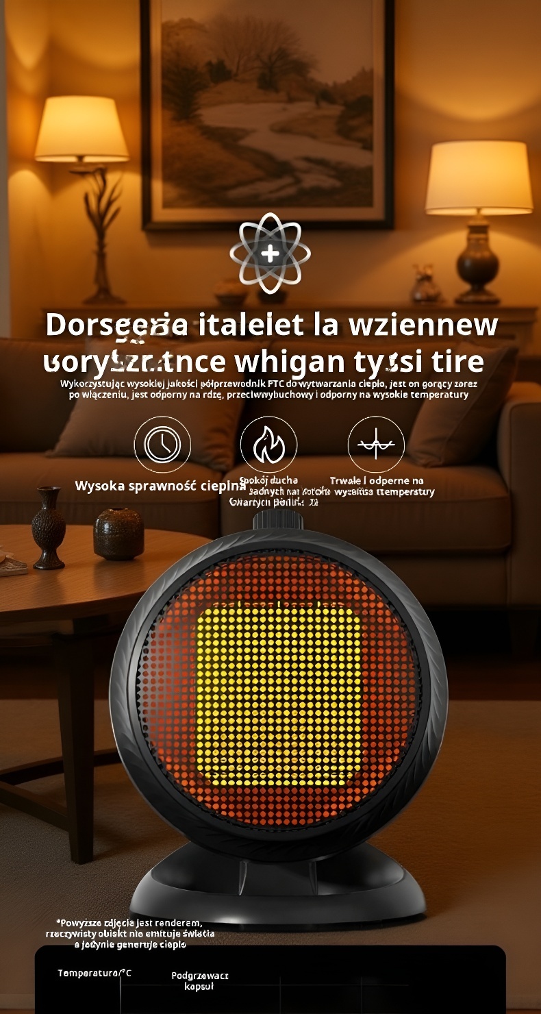 Domowy grzejnik wentylatorowy zapewniający szybkie ogrzewanie