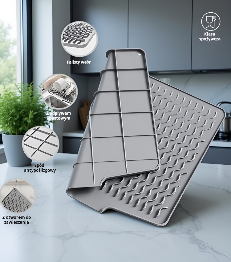 Antypoślizgowa silikonowa mata z naczyniami