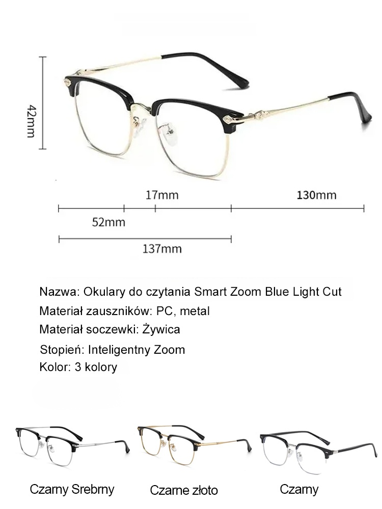 Okulary z automatycznym skupieniem✨ Natychmiastowe dostosowanie ostrości zgodnie ze zmianą punktu widzenia. ✨ Soczewki z powłoką przeciwmgielną, zapewniające niezakłóconą widoczność nawet w zimne dni. ✨