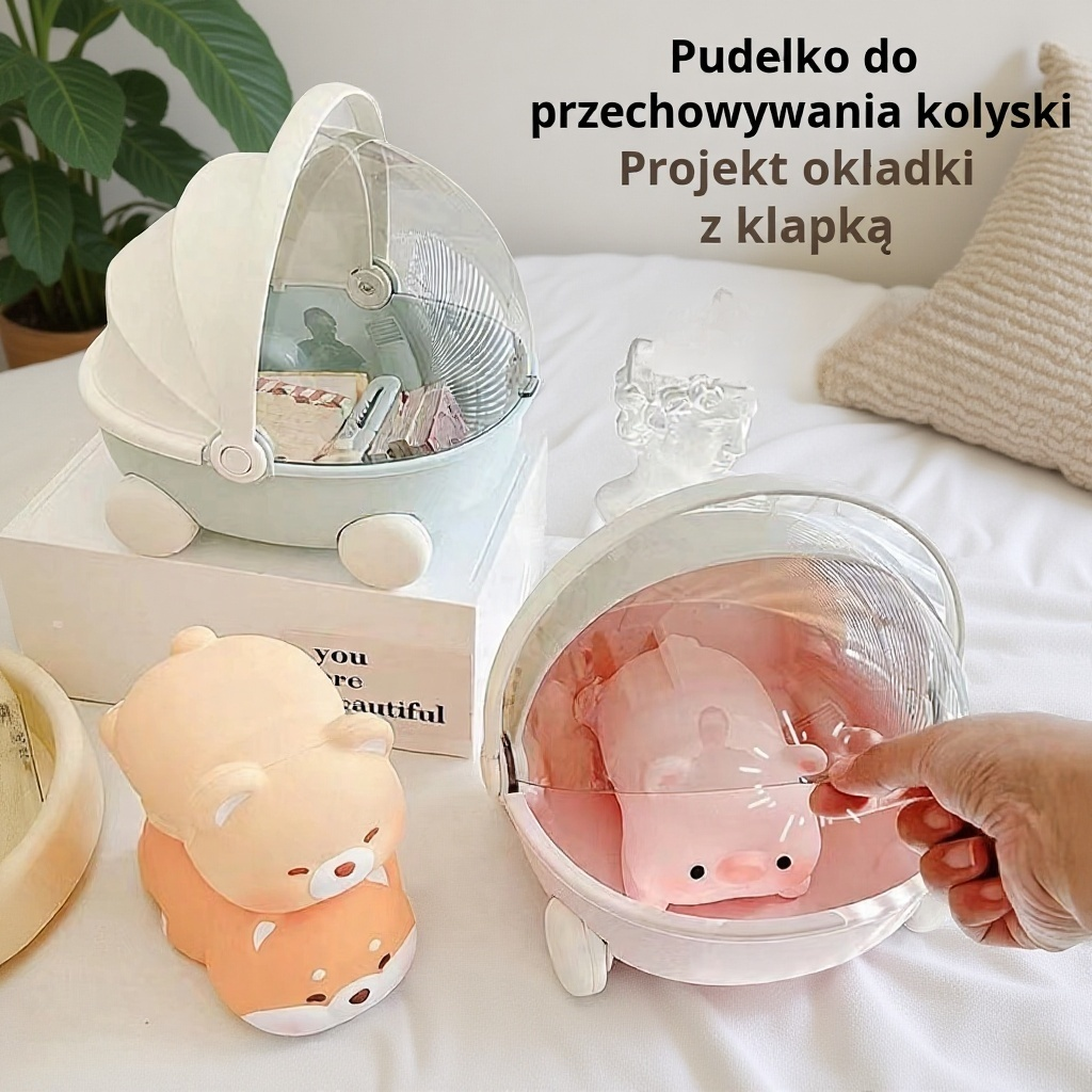 Koszyk na zabawki z bawełny z pokrywą i uchwytem 