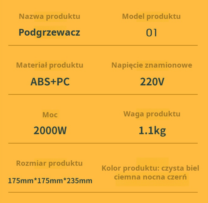 Cicha praca domowego grzejnika wentylatorowego