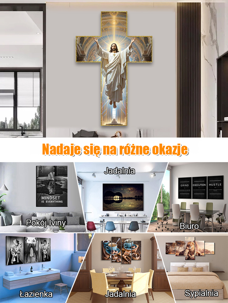 【Nadchodzi Ewangelia】 Święty Światło na Ścianie z Tysiącletnim Błogosławieństwem 🌟 Błogosławieństwo Archidiecezji Warszawskiej 🌟 Wykorzystuje technologię druku muzealnego 🌟 Może przynosić błogosławieństwa przez 50 lat