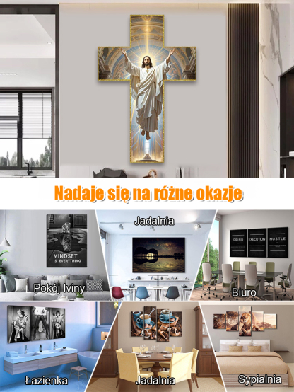 【Nadchodzi Ewangelia】 Święty Światło na Ścianie z Tysiącletnim Błogosławieństwem 🌟 Błogosławieństwo Archidiecezji Warszawskiej 🌟 Wykorzystuje technologię druku muzealnego 🌟 Może przynosić błogosławieństwa przez 50 lat