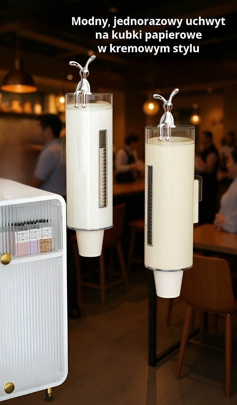 Wieszak na kubki jednorazowe montowany na ścianie