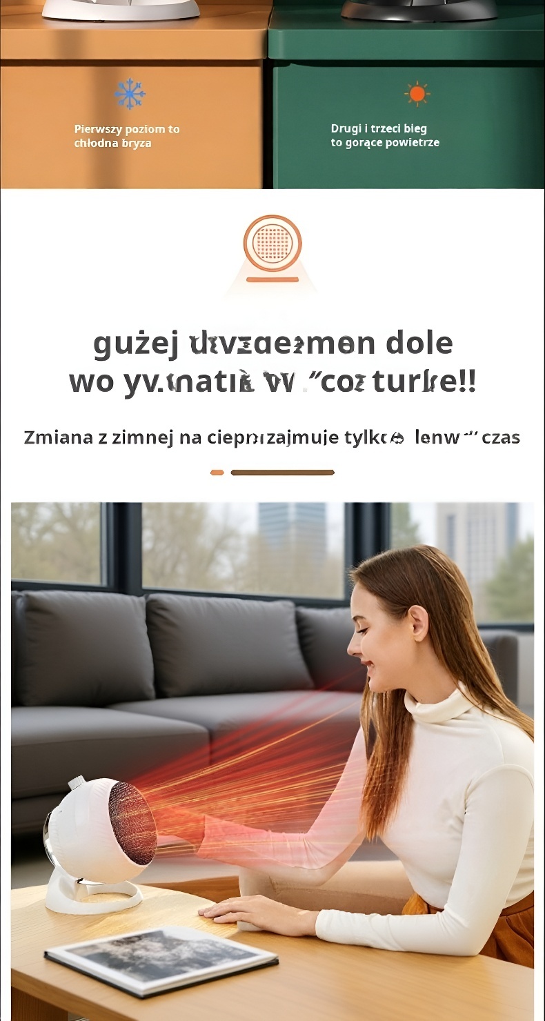 Stojący energooszczędny grzejnik wentylatorowy do domu