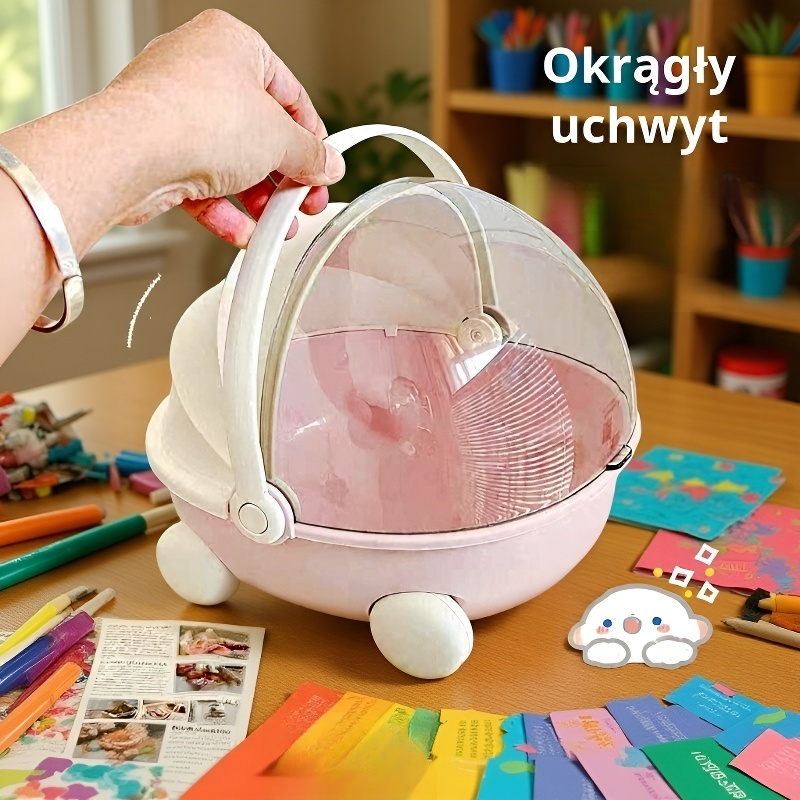 Koszyk na zabawki z bawełny z pokrywą i uchwytem 