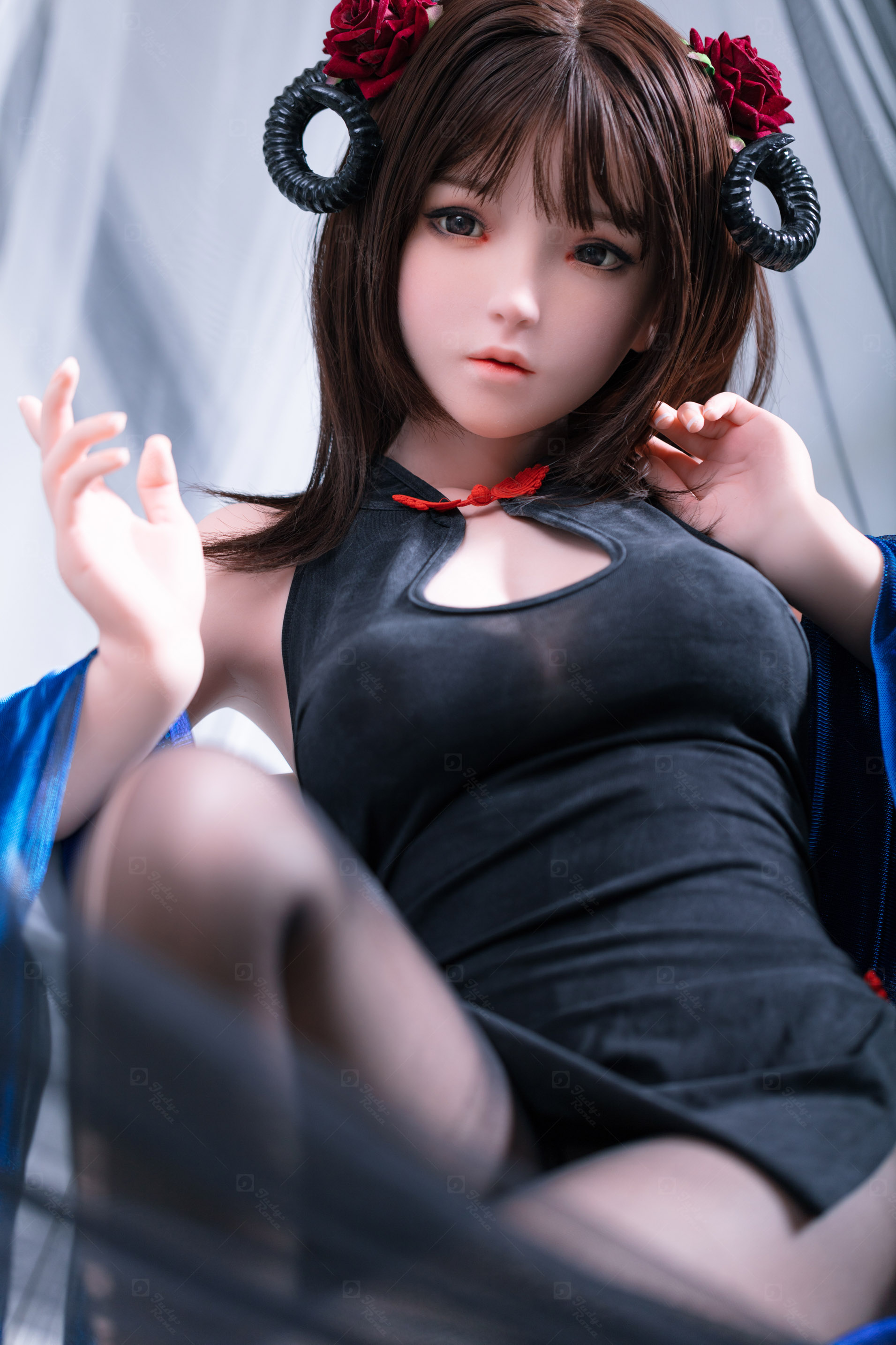 JR | Kiko - 4Ft 10(148cm) Japanese Black Devil Silicone Sex Doll