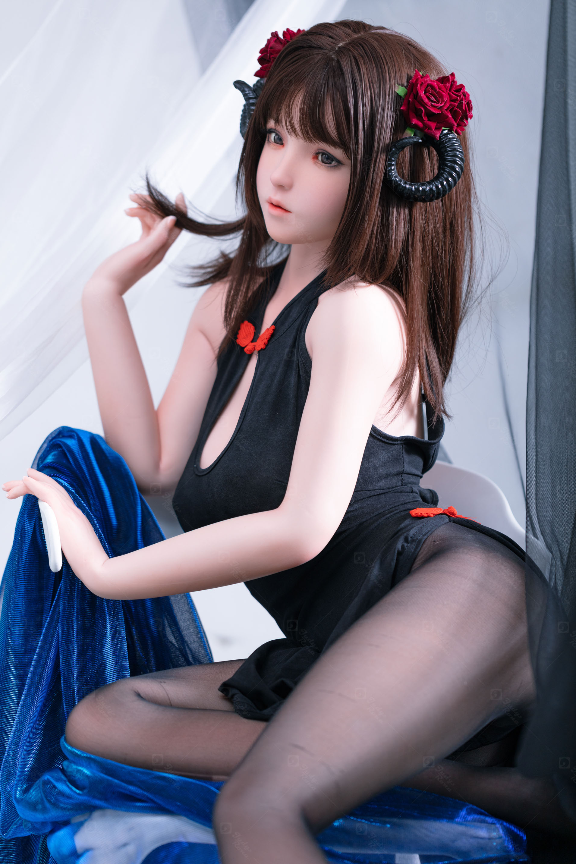 JR | Kiko - 4Ft 10(148cm) Japanese Black Devil Silicone Sex Doll