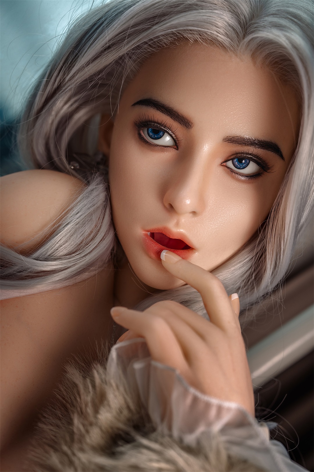 Virginia-5ft 4/164cm Movable Jaw Skinny Silicone Head Sex Doll