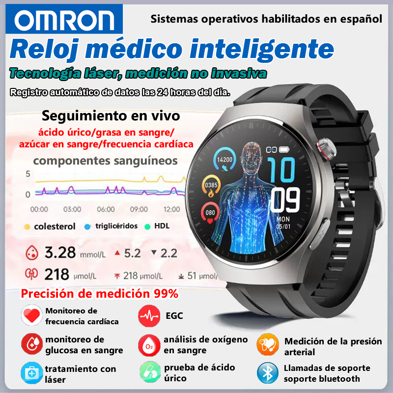 Многофункционален смарт часовник Omron с лазерно неинвазивно откриване на кръвна захар (неинвазивно