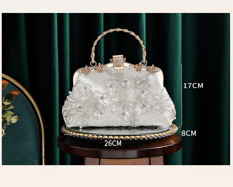 Perlenbestickte Bambusgriff-Tasche - Die perfekte Mischung aus Mode und Eleganz! 👜💖