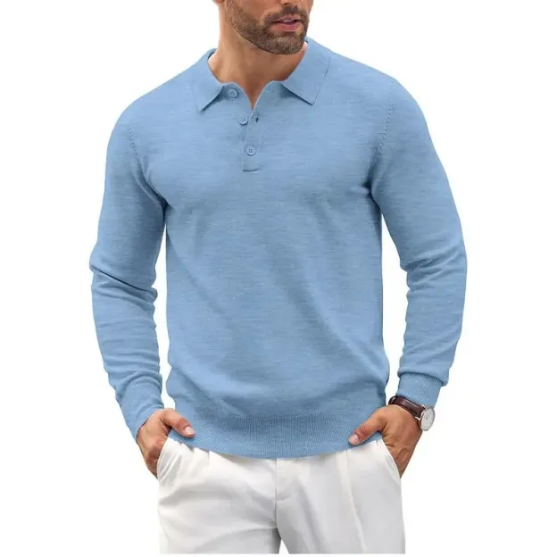 🔥Last Day Promotion🔥Men's Long Sleeve Knit Polo Shirt