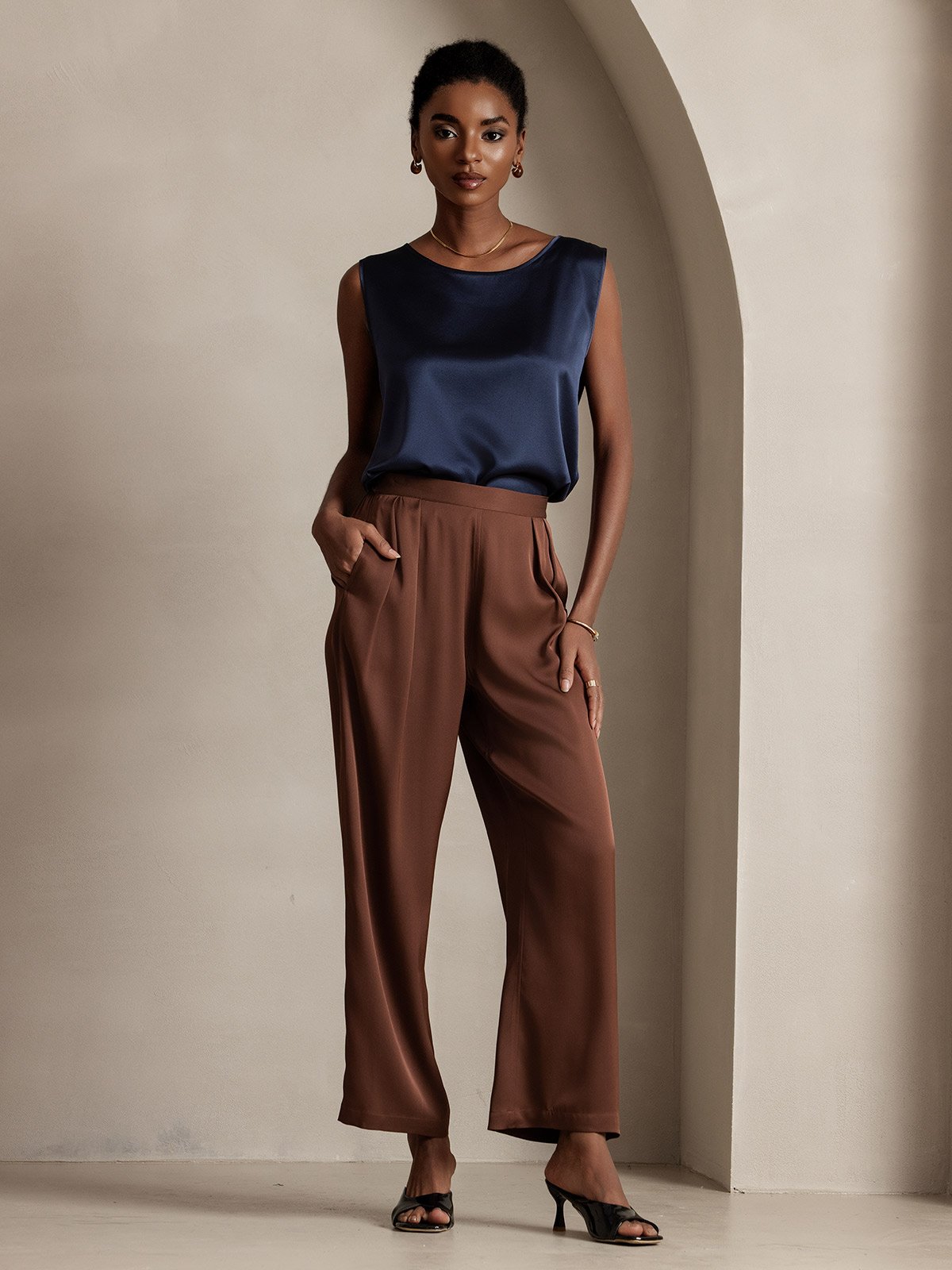 Silk Round Neck Tank Top