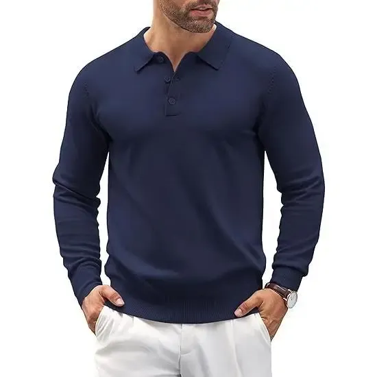 🔥Last Day Promotion🔥Men's Long Sleeve Knit Polo Shirt