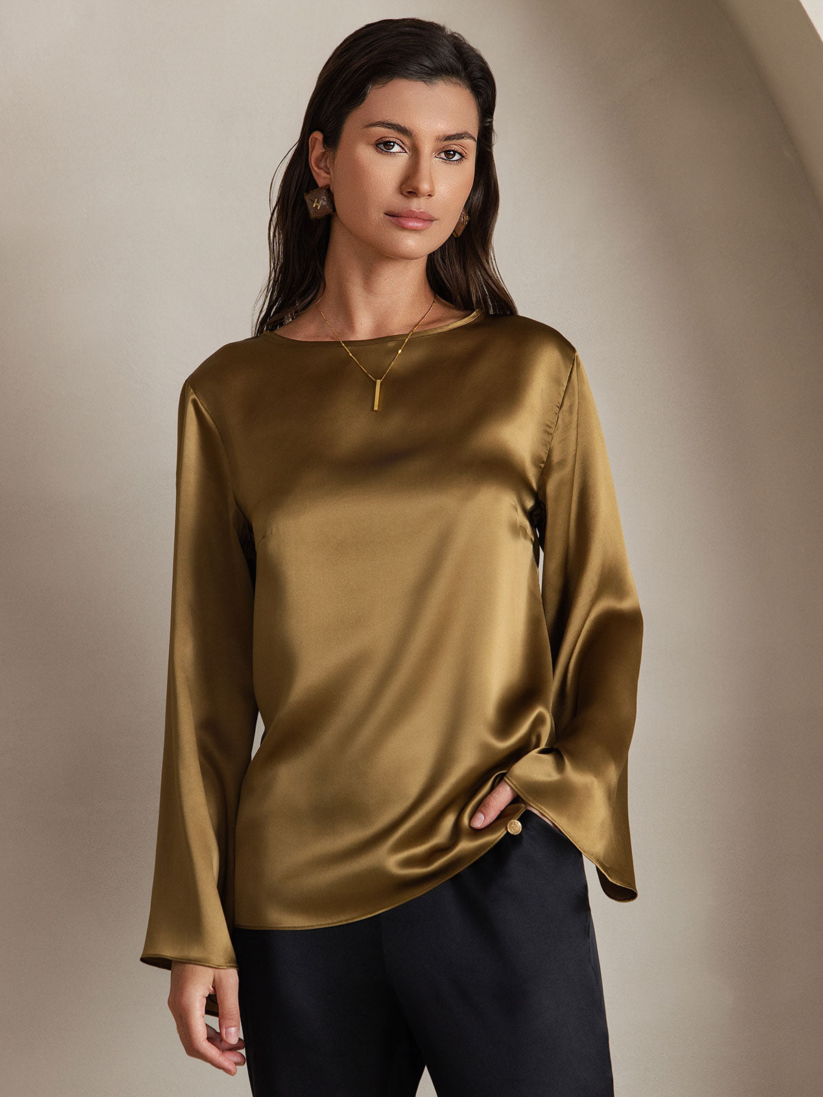 Silk Long-sleeved Blouse