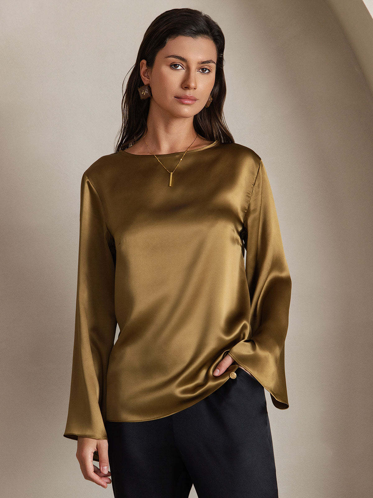 Silk Long-sleeved Blouse
