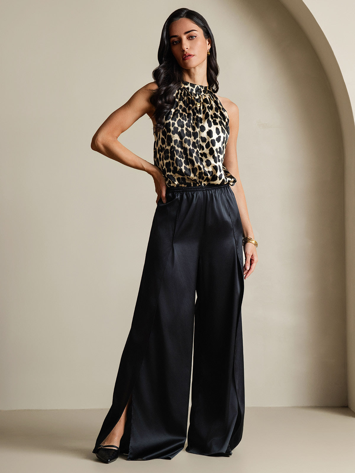 Silk Relaxed Sleeveless Halter Top