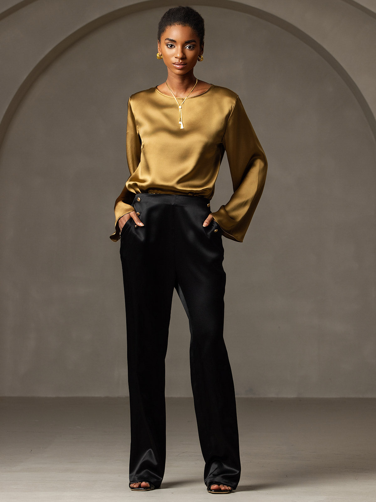 Silk Long-sleeved Blouse