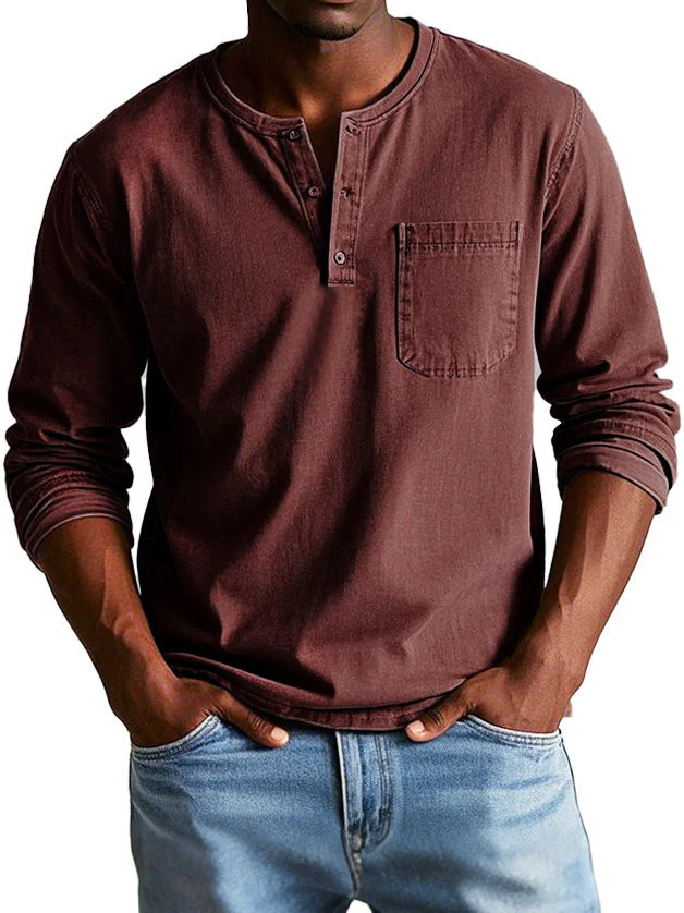 ⚡ 8 Packs for $24.86 ⚡ - Men's Fashion Vintage Distressed Pocket Long-Sleeve Shirt