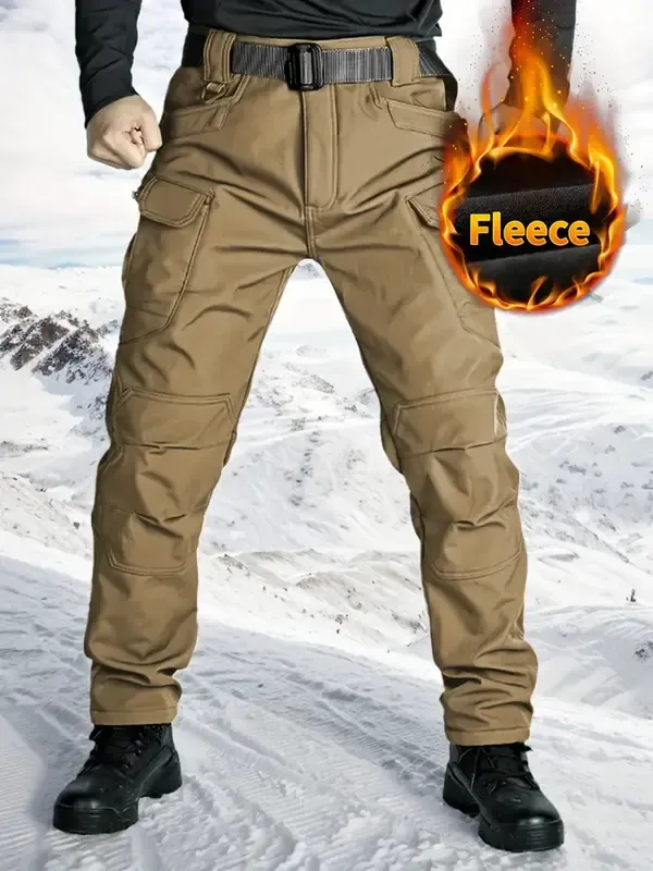 Outdoor Warm Tactical Pants for Men | Windproof Soft-Shell, Fleece Lined, Multi-Pocket Military Design