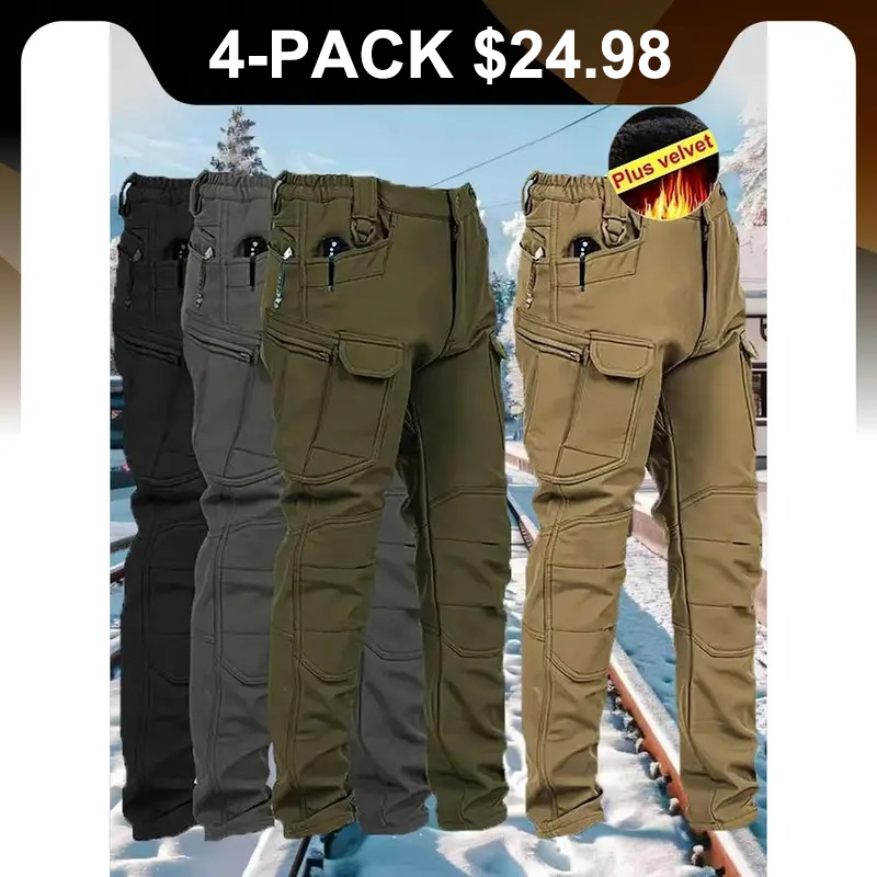 Outdoor Warm Tactical Pants for Men | Windproof Soft-Shell, Fleece Lined, Multi-Pocket Military Design
