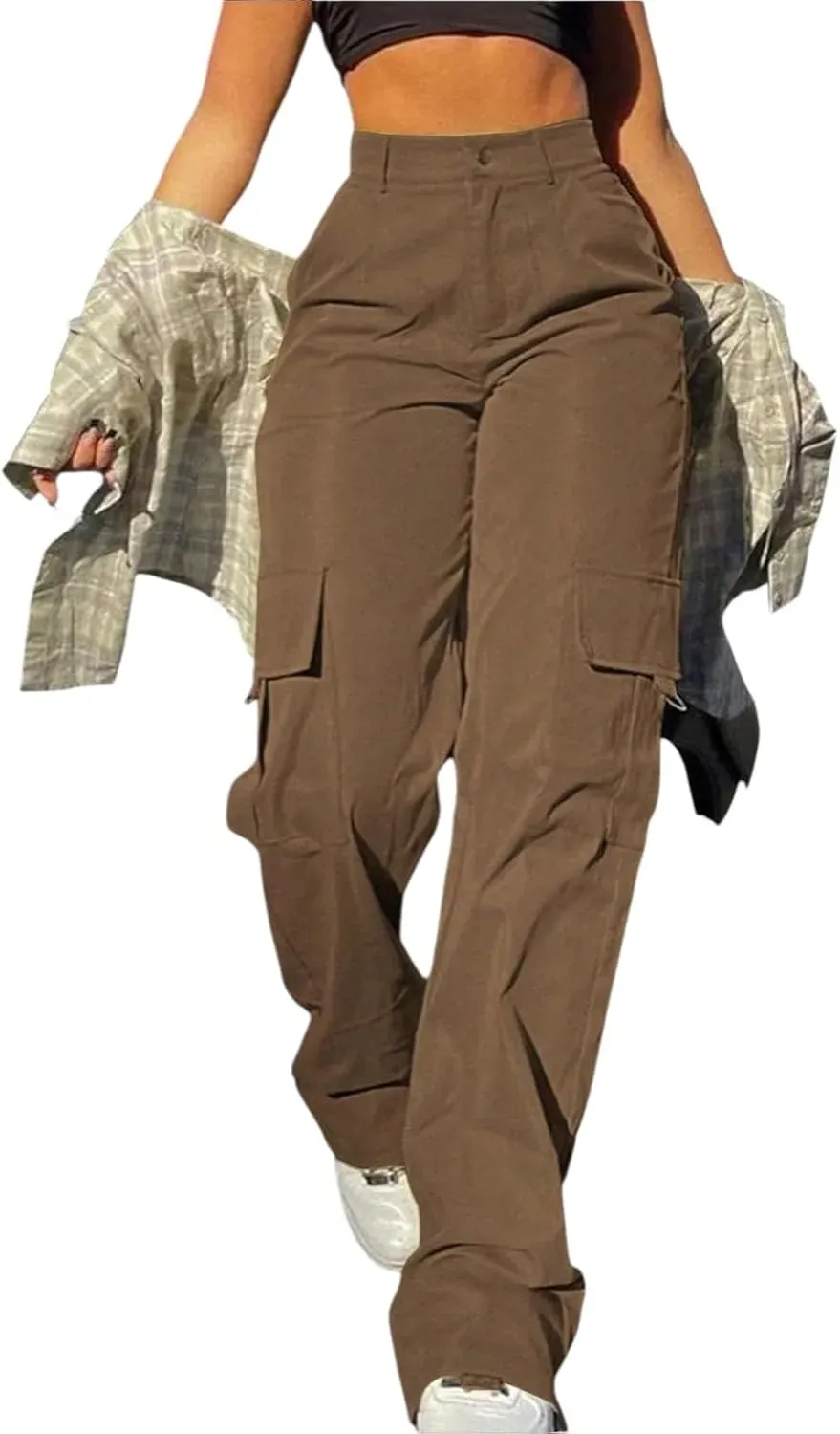 Cargo Pants for Women High Waisted Casual Pants Work Pants Baggy Stretchy Wide Leg Y2K Streetwear with Pockets
