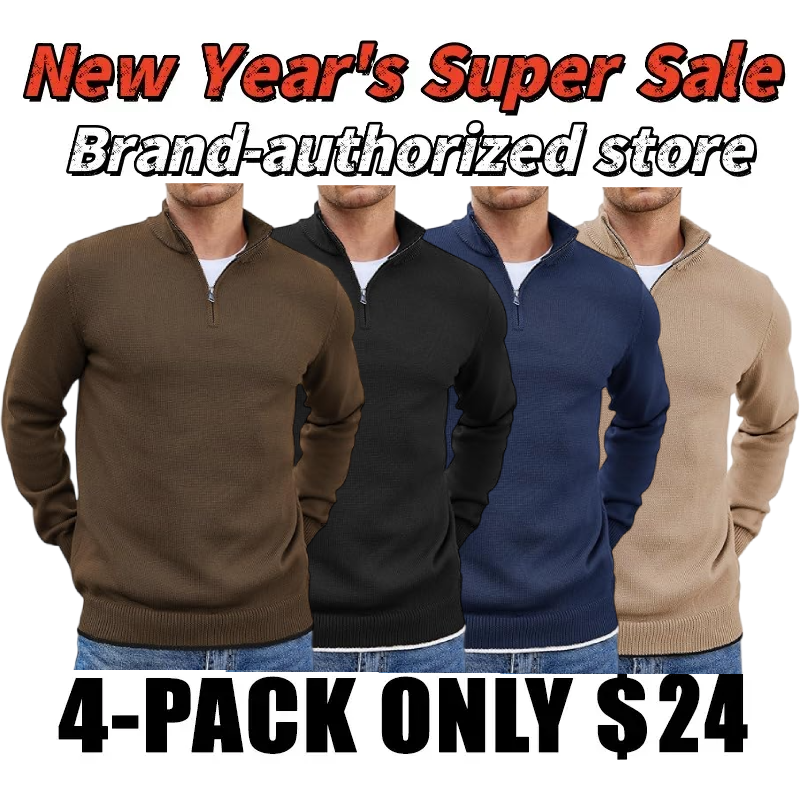 Men's Long-Sleeve Soft Touch Quarter-Zip Sweater