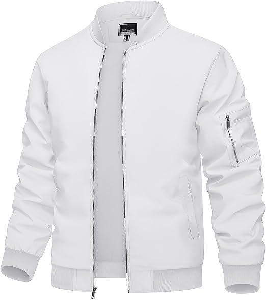 Men's Lightweight Casual Pilot Windproof Zip-Up Jacket with Pockets