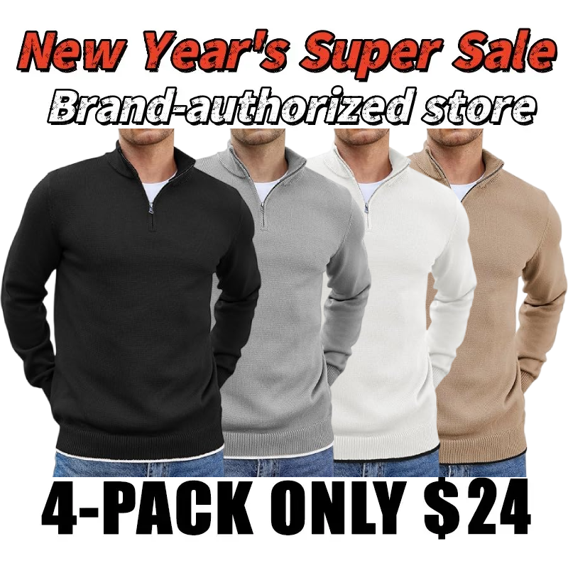 Men's Long-Sleeve Soft Touch Quarter-Zip Sweater