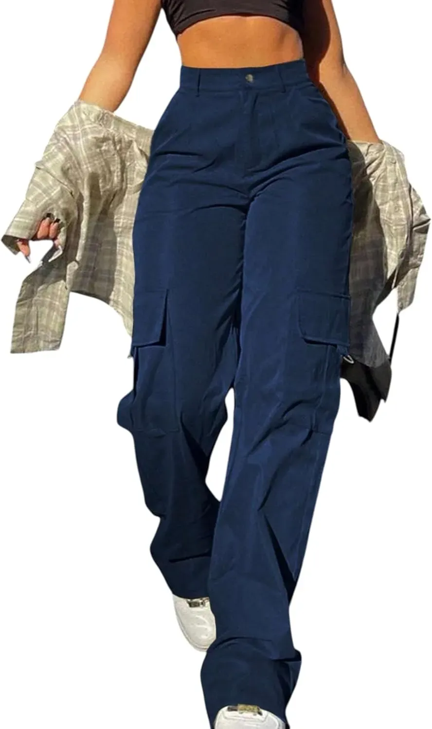 Cargo Pants for Women High Waisted Casual Pants Work Pants Baggy Stretchy Wide Leg Y2K Streetwear with Pockets