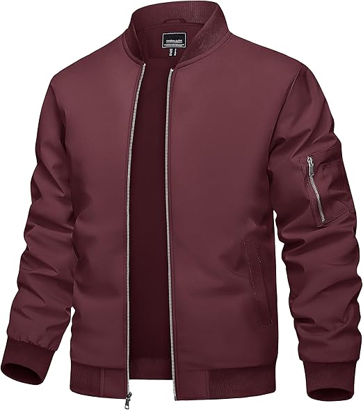Men's Lightweight Casual Pilot Windproof Zip-Up Jacket with Pockets