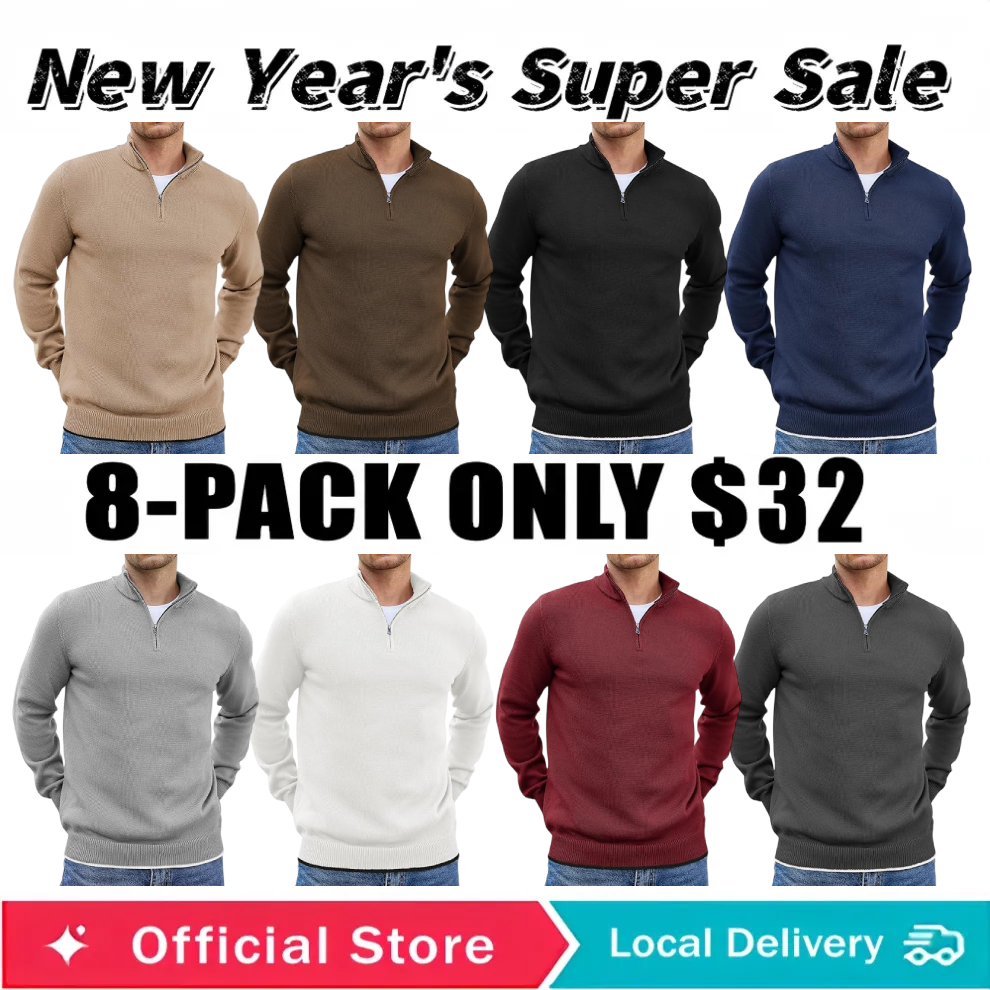 Men's Long-Sleeve Soft Touch Quarter-Zip Sweater