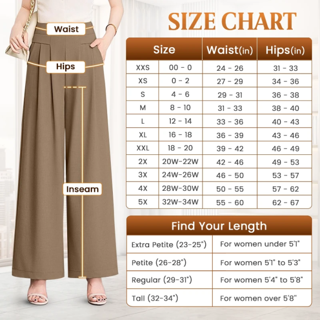 FlowyCharm - Drapey Soft Elegant High-Waisted Wide-Leg Pants