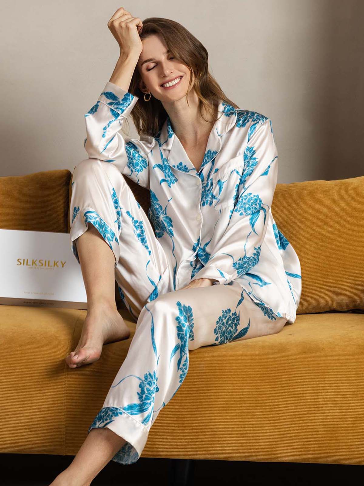 Women's Natural Silk Long Sleeve Pajama Set