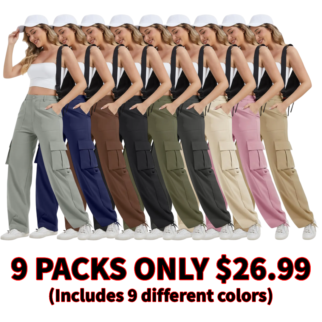 Women with Pockets High Waist Lightweight Stretchy Hiking Casual Streetwear Baggy Wide Leg Pants