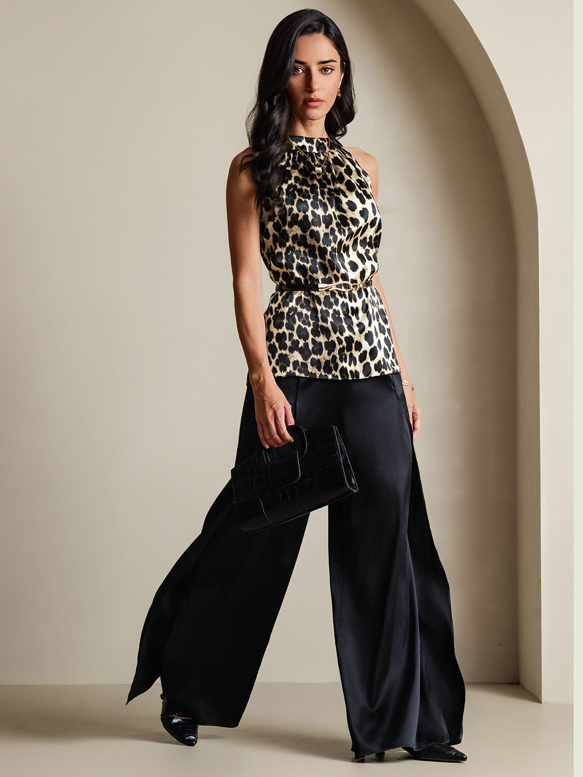 Silk Relaxed Sleeveless Halter Top