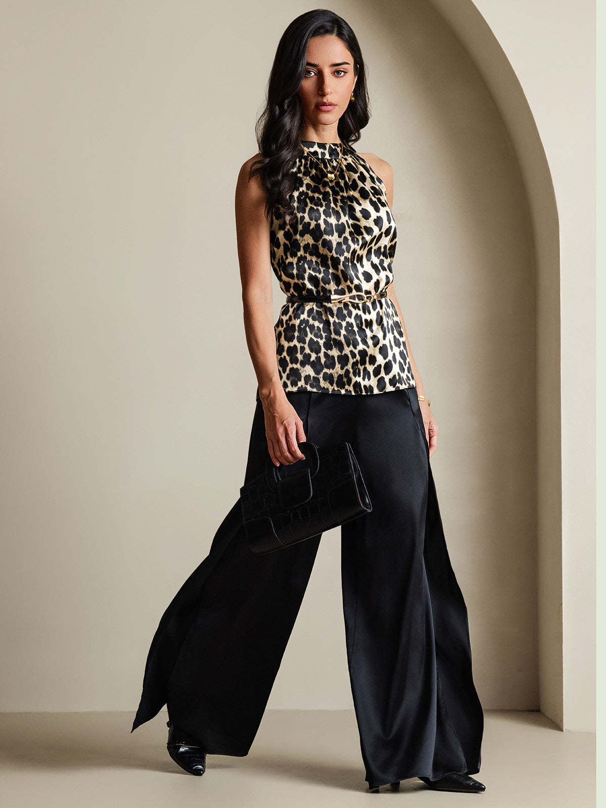 Silk Relaxed Sleeveless Halter Top
