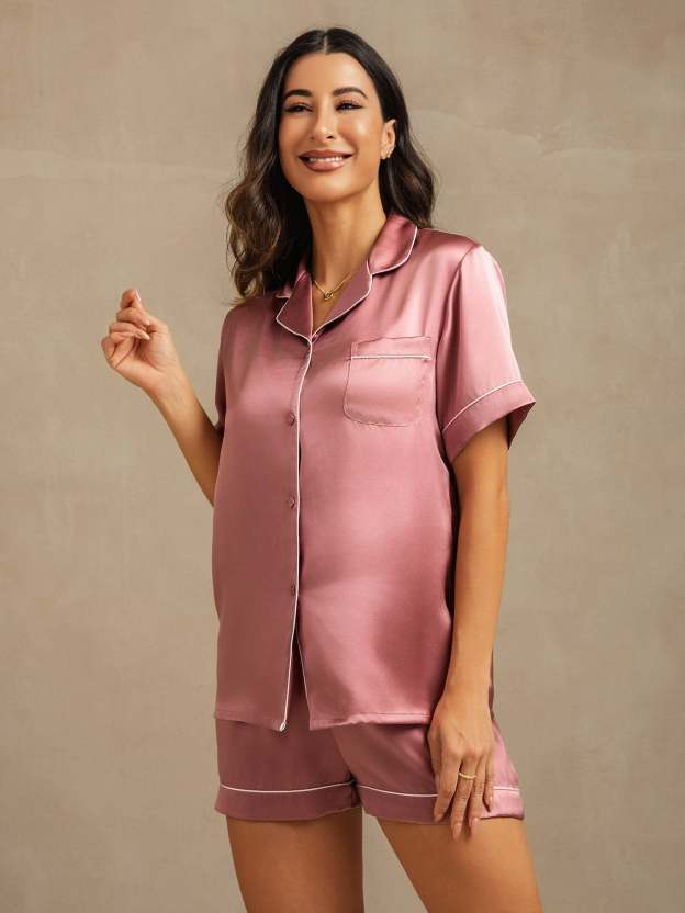 Women's 100% Mulberry Silk Short Sleeve Pajama Set