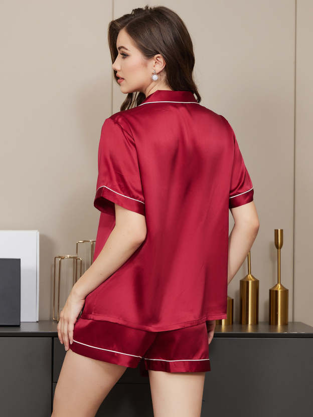 Women's 100% Mulberry Silk Short Sleeve Pajama Set