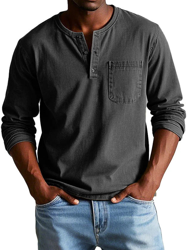 ⚡ 8 Packs for $24.86 ⚡ - Men's Fashion Vintage Distressed Pocket Long-Sleeve Shirt