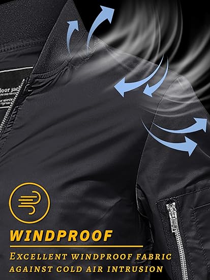 Men's Lightweight Casual Pilot Windproof Zip-Up Jacket with Pockets