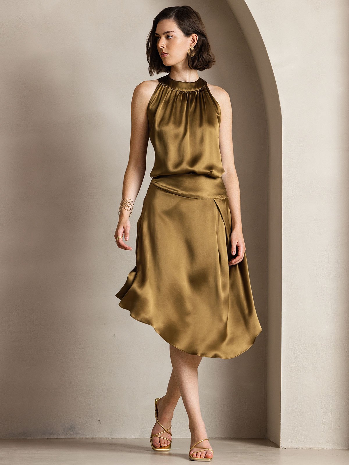 Silk Relaxed Sleeveless Halter Top